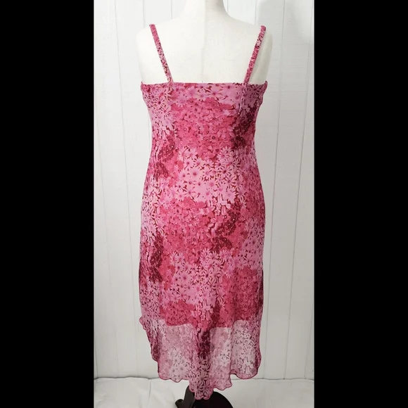 Y2K Dress Pink Floral Chiffon Size 12 believe... Lined Romantic Fairy Whimsical - Picture 3 of 14